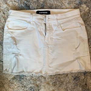 Express White Jean Skirt - Mini Mid Rise Stretch 2P
